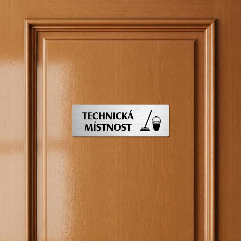 Technická místnost, 240x79mm, zlatá popiska s imitacemi šroubků